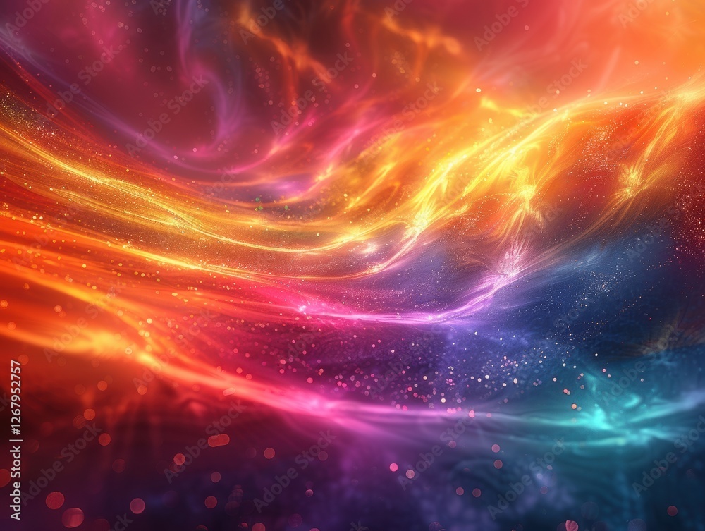 Flowing colorful cosmic waves in digital art Flowing colorful cosmic waves in digital art