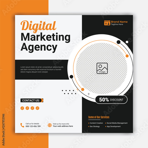 Creative marketing agency social media post or web banner template design
