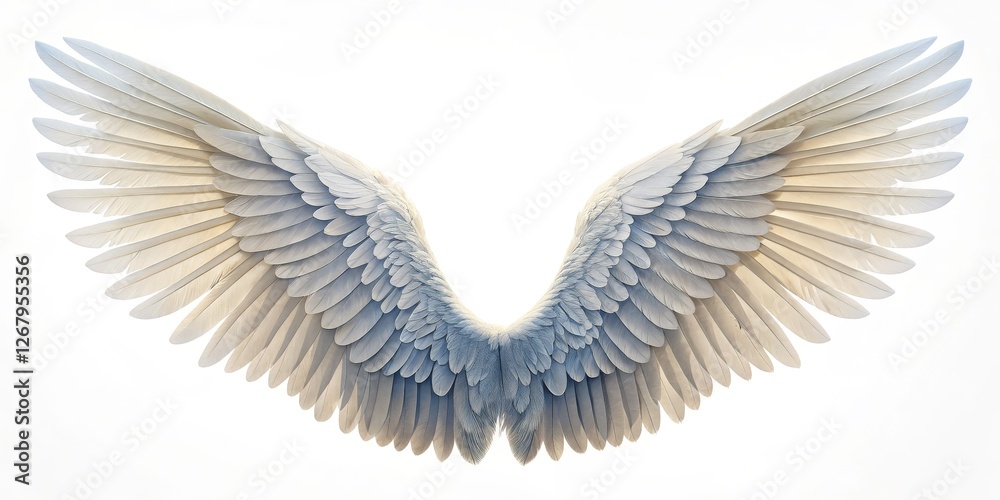 Obraz premium White Angel Wings, Isolated on White Background, Feather, Wings Angel Wings, Fantasy