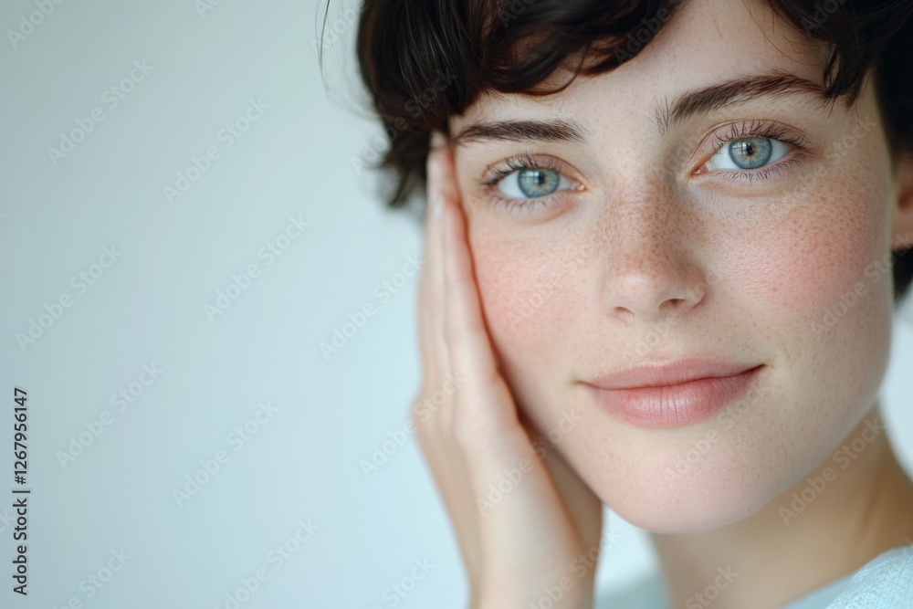 Portrait of a beautiful woman with freckles Portrait of a beautiful woman with freckles