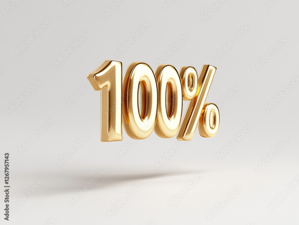 Golden 100 percent floating in front of white surface Golden 100 percent floating in front of white surface