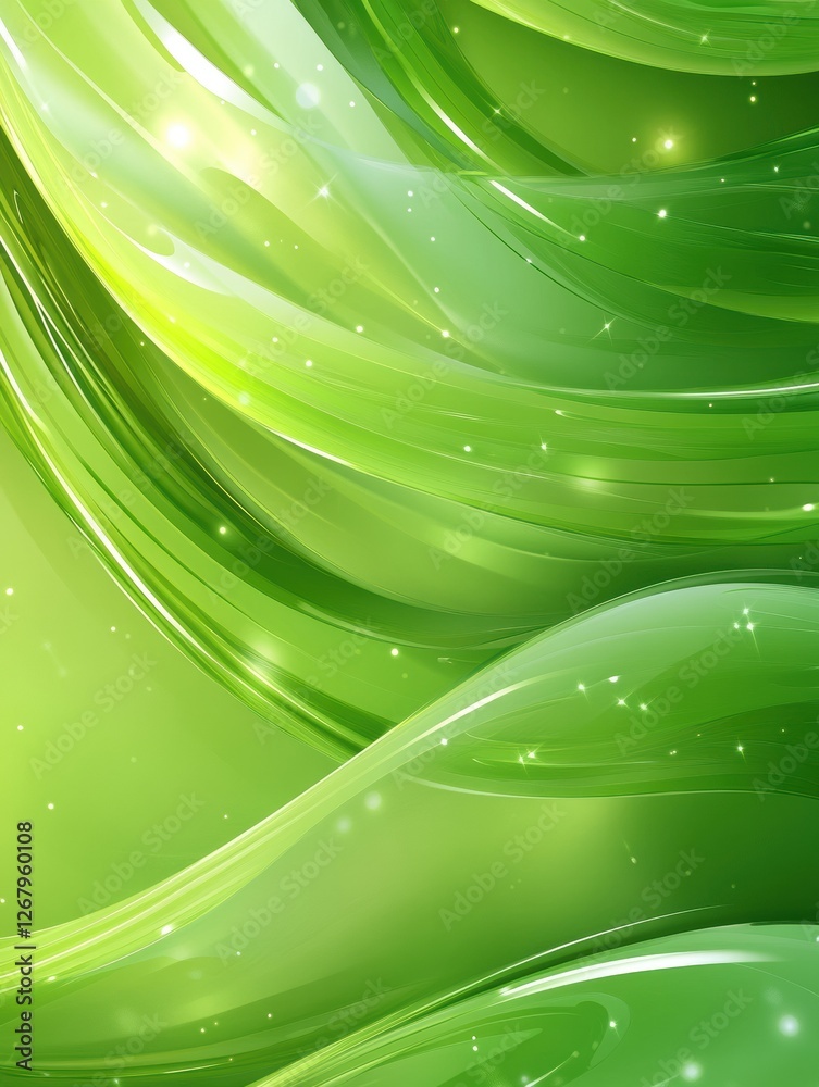 Fototapeta premium Bright green glossy stripes abstract banner design. Vector artistic background hyper realistic