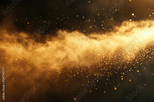 Wallpaper Mural Golden dust particles swirling in a dark background, creating a magical, ethereal effect. Torontodigital.ca