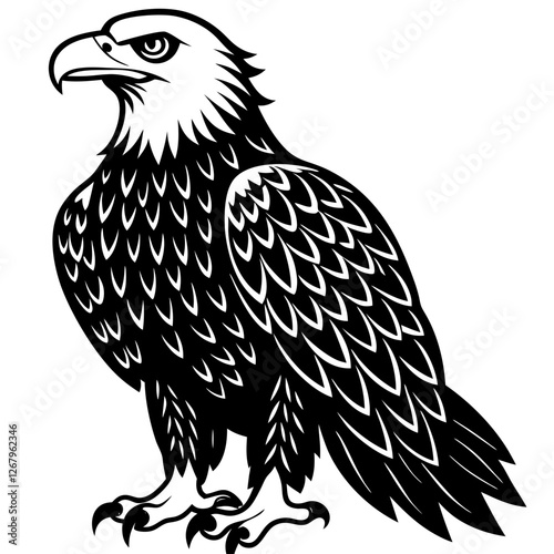 bald eagle bird black silhouette vector, Simple silhouette Design vector icon with white background. Wild Animal Vector. Bird Vector 