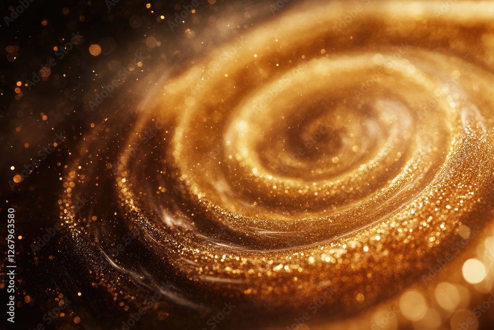A swirling vortex of golden glitter and light, creating a luxurious and magical effect. A swirling vortex of golden glitter and light, creating a luxurious and magical effect.