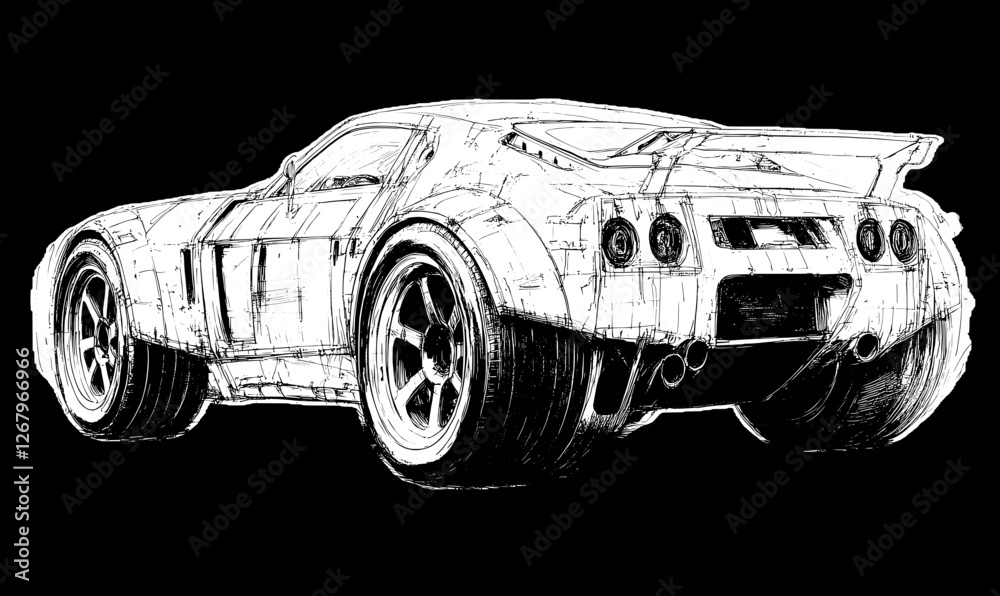 Naklejka premium Stunning Sketch of a Futuristic Sports Car