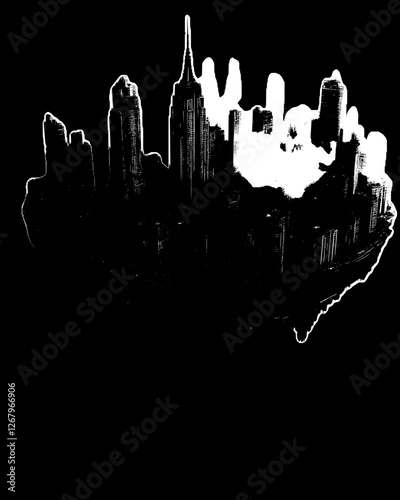 Floating Metropolis in a Mystical Fog