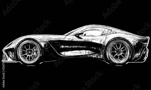 Stunning Blue Sports Car Sketch