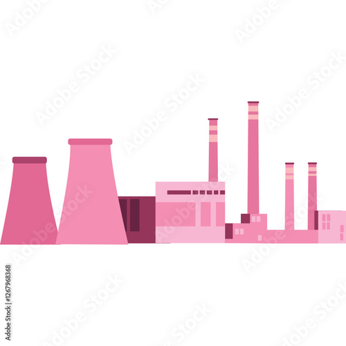 Factory building icon industry plant flat vector