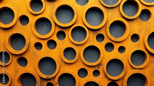 Abstract Orange Circle Pattern: A 3D Render of Interlocking Rings