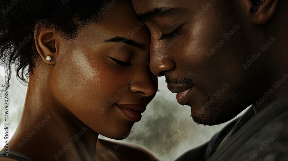 Romantic Close-Up Portrait of a Loving Couple with Soft Natural Lighting and Blurred Background Romantic Close-Up Portrait of a Loving Couple with Soft Natural Lighting and Blurred Background