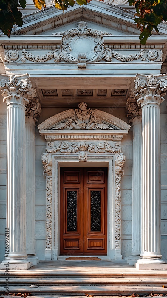 Obraz premium Entrance column neoclassical mansion grand high resolution hd picture