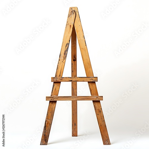 wooden easel isolated on white background