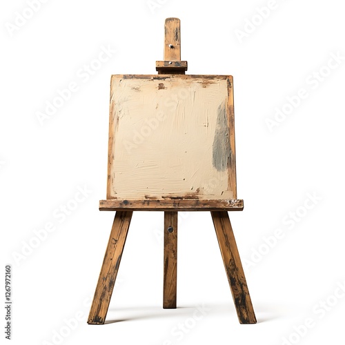 wooden easel with blank canvas