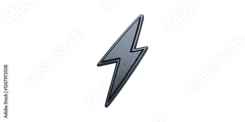 Black lightning bolt symbol element isolated on transparent background
