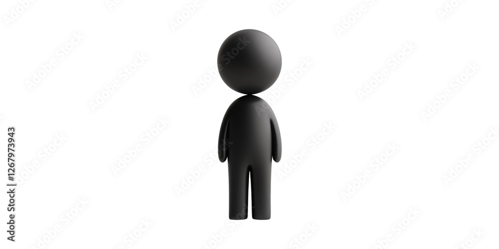 Black minimalist human figure standing upright isolated on transparent background Black minimalist human figure standing upright isolated on transparent background
