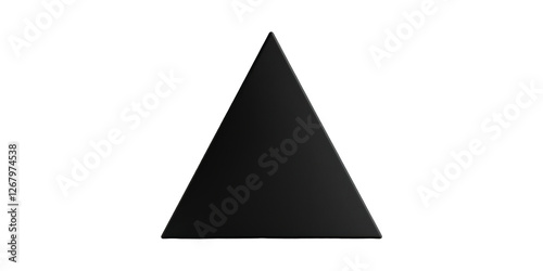 Black triangle geometric shape on white surface isolated on transparent background