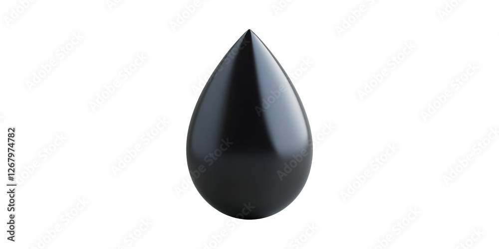 Glossy black teardrop-shaped object isolated on transparent background Glossy black teardrop-shaped object isolated on transparent background