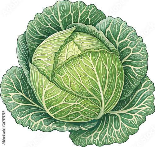 Cabbage in white background illustration vector design, Cabbage vector design