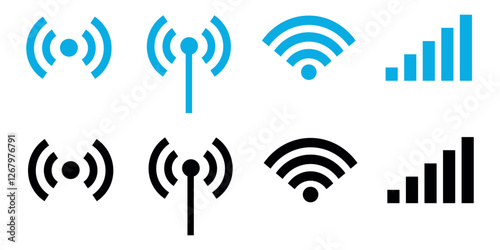 set of wifi hostpot network signal icon symbols illustration vector design