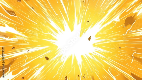 Blank Yellow Comic-Style Background with Thunder Lightning Bolts for Dramatic Dialog or Caption