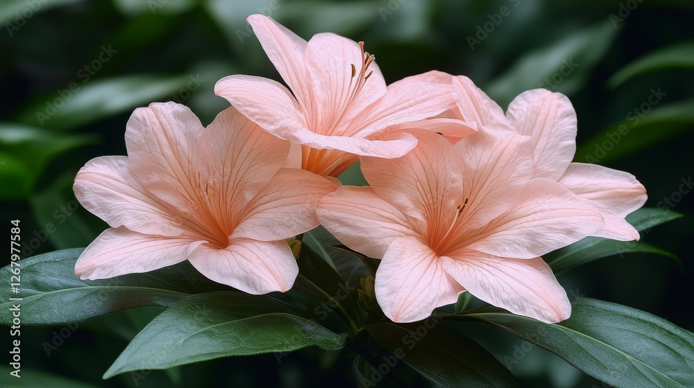 Vibrant pink azaleas blooming in a lush green garden during spring season Vibrant pink azaleas blooming in a lush green garden during spring season