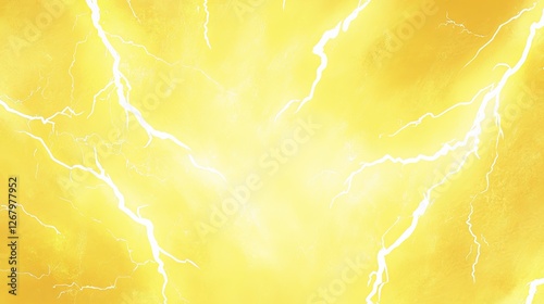 Blank Yellow Comic-Style Background with Thunder Lightning Bolts for Dramatic Dialog or Caption