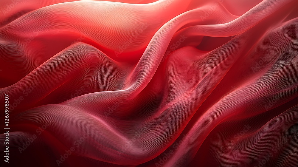 Obraz premium Red fabric waves, studio shot, textured background, design element