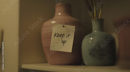 Motivational decor: A reminder to keep striving for success, displayed on a stylish vase, adding a touch of inspiration to any space or work environment.