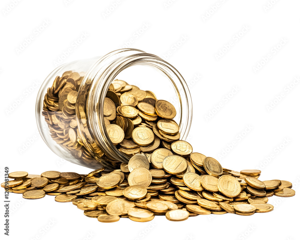 A jar filled with coins, representing savings, financial planning, and investment. A jar filled with coins, representing savings, financial planning, and investment.