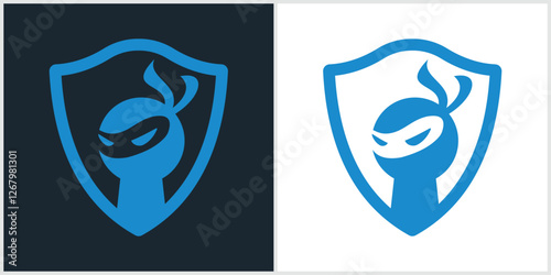 Ninja Shield Security Logo Design Vector Icon Symbol Illustrations.