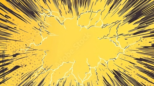 Wallpaper Mural Blank Yellow Comic-Style Background with Thunder Lightning Bolts for Dramatic Dialog or Caption Torontodigital.ca