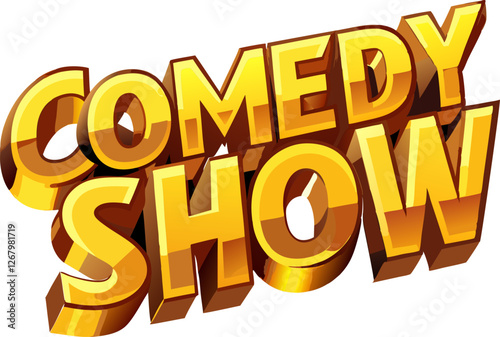 Comedy show editable vector text effect. Stand up comedy text style. 3d golden text