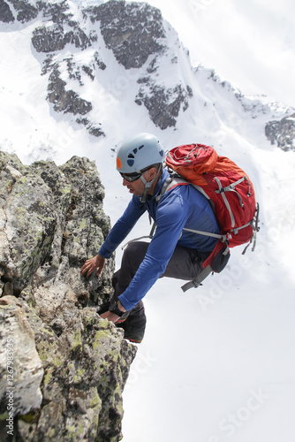 alpinism in the snowy mountains
