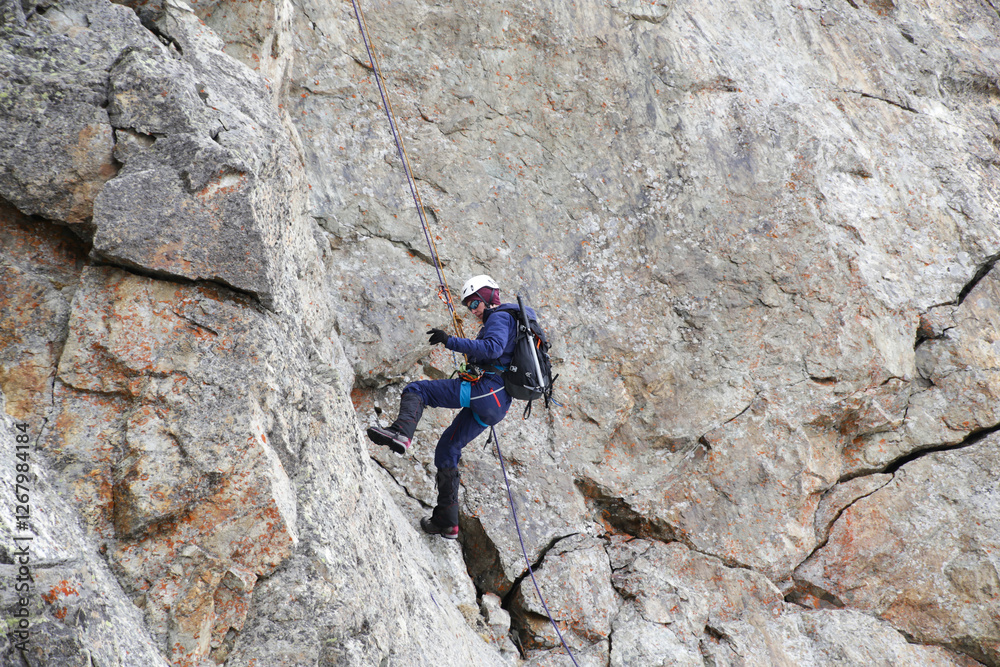 alpinism in the snowy mountains
