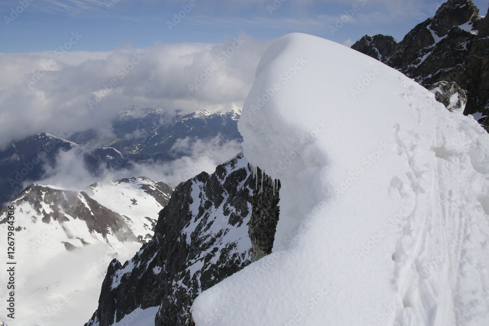 alpinism in the snowy mountains