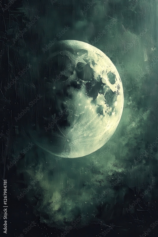 Fototapeta premium Ethereal Moon A Grungy Celestial Art Piece