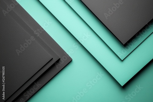 Abstract Geometric Background with Teal and Black Overlapping Layers