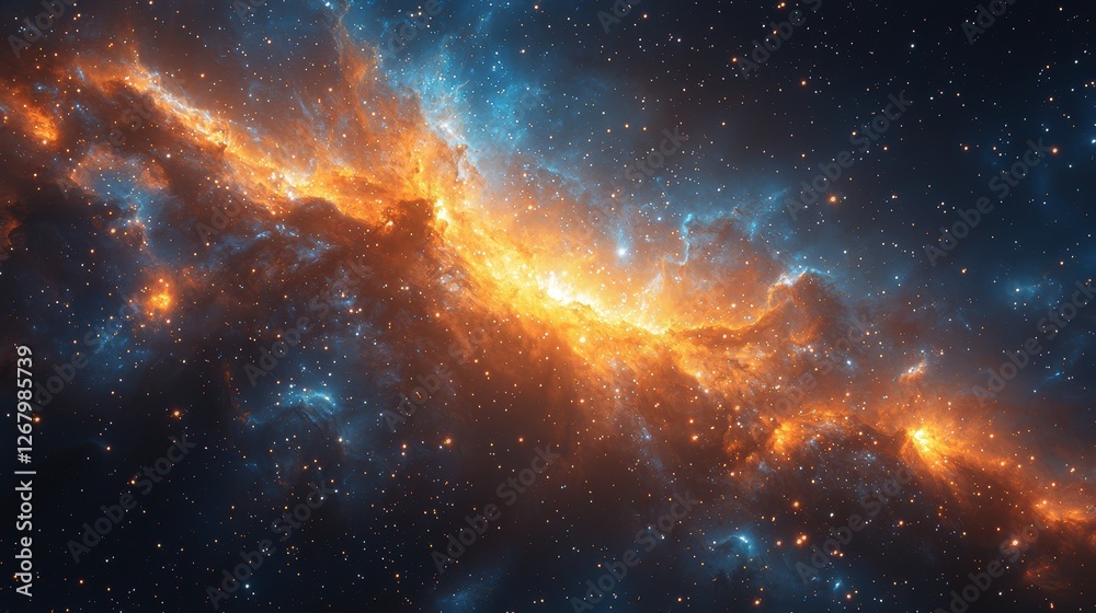 Fototapeta premium A stunning cosmic scene depicting vibrant nebulae and star formations.