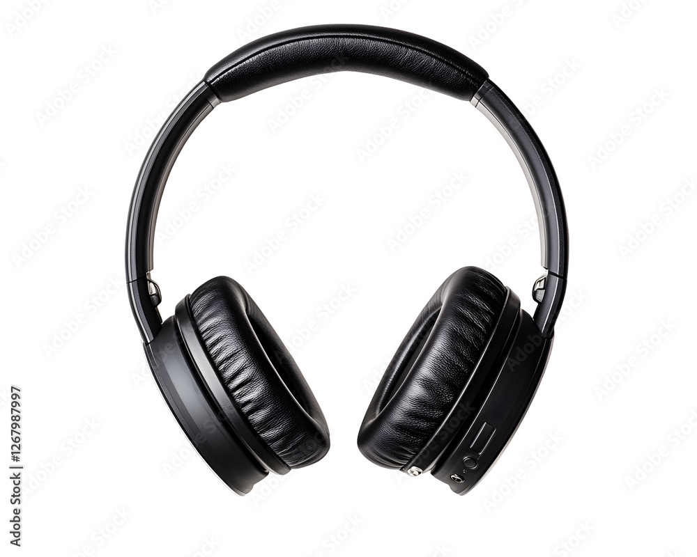 A pair of stylish black over-ear headphones, designed for immersive audio experiences. A pair of stylish black over-ear headphones, designed for immersive audio experiences.