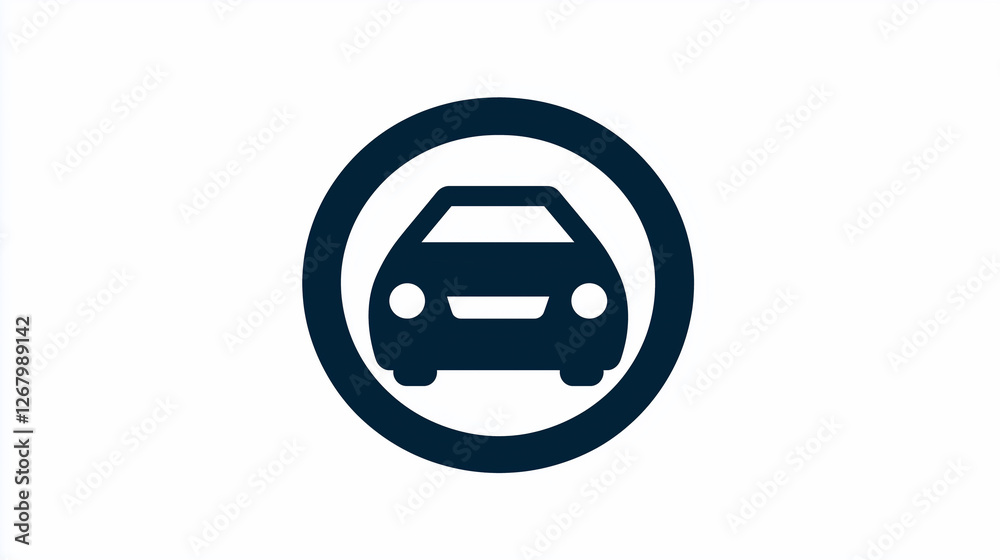 Minimalist car logo illustration with circular frame for real estate branding on Pure White Background Minimalist car logo illustration with circular frame for real estate branding on Pure White Background