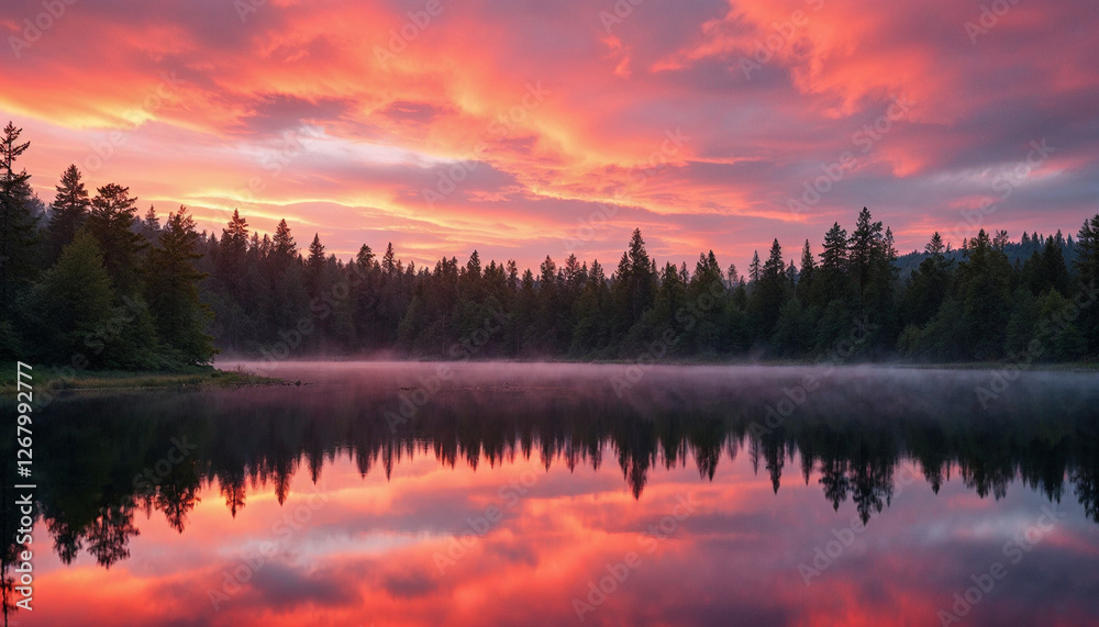 Fototapeta premium Nubes rosadas y rojas en el cielo