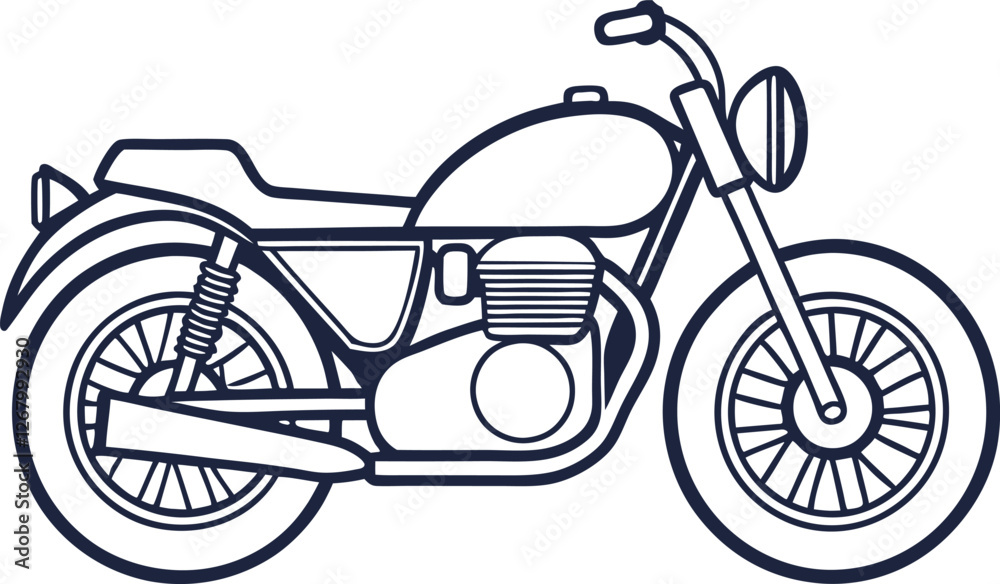 Fototapeta premium motorcycle line art classic bike outline vector illustration