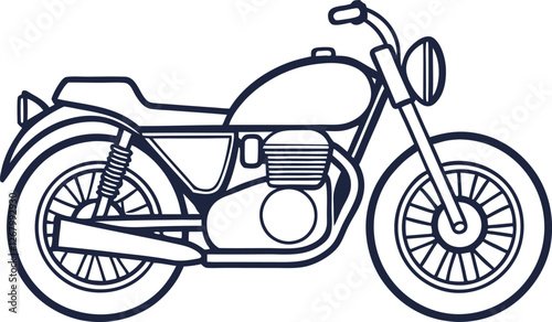 motorcycle line art classic bike outline vector illustration