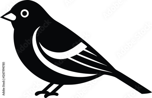 animal bird finch minimal line art simple modern logo design vector