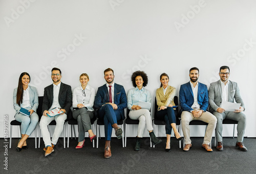 Bild auf Leinwand man business chair sitting waiting businessman candidate recruitment office busi