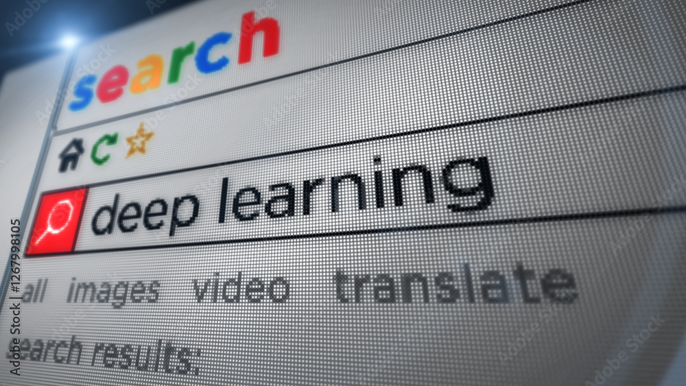 Deep learning artificial intelligence text typing on browser screen Deep learning artificial intelligence text typing on browser screen