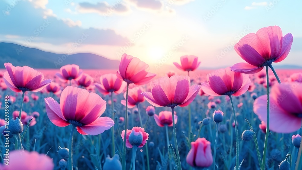 Fototapeta premium pink poppies in the field