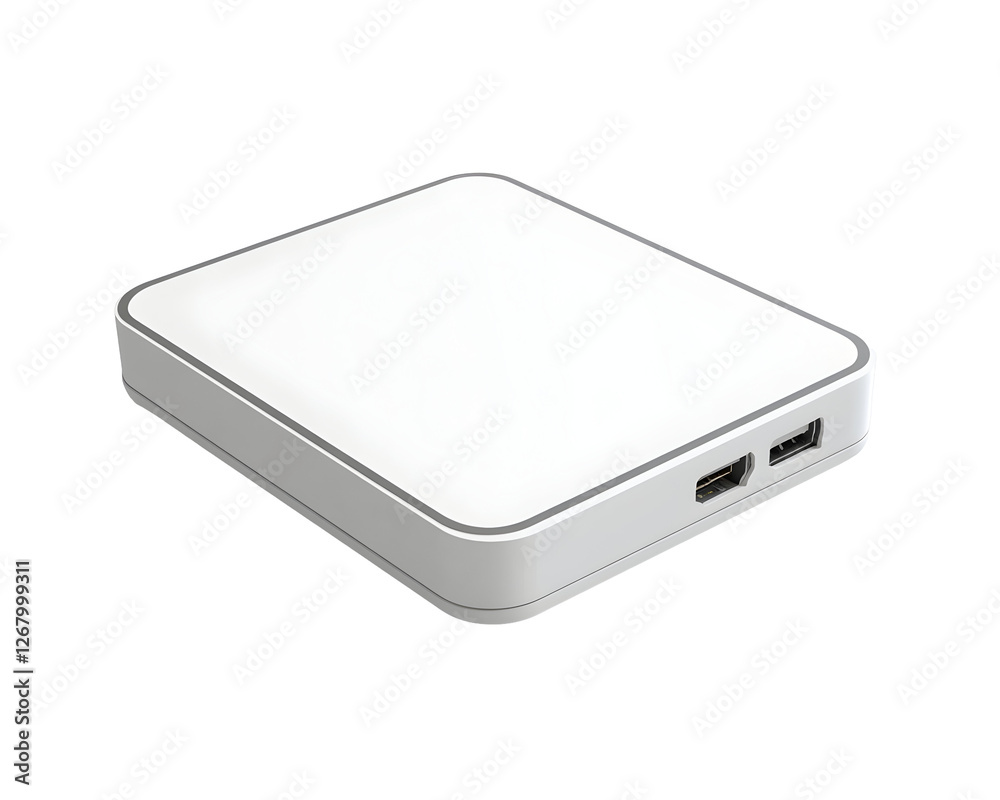 A sleek white electronic device with a compact accessory, designed for modern functionality and convenience. --v 6.1 A sleek white electronic device with a compact accessory, designed for modern functionality and convenience. --v 6.1