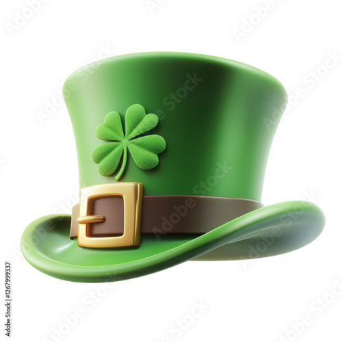 Leprechaun green hat st patrick day 3d render transparent isolated background photo